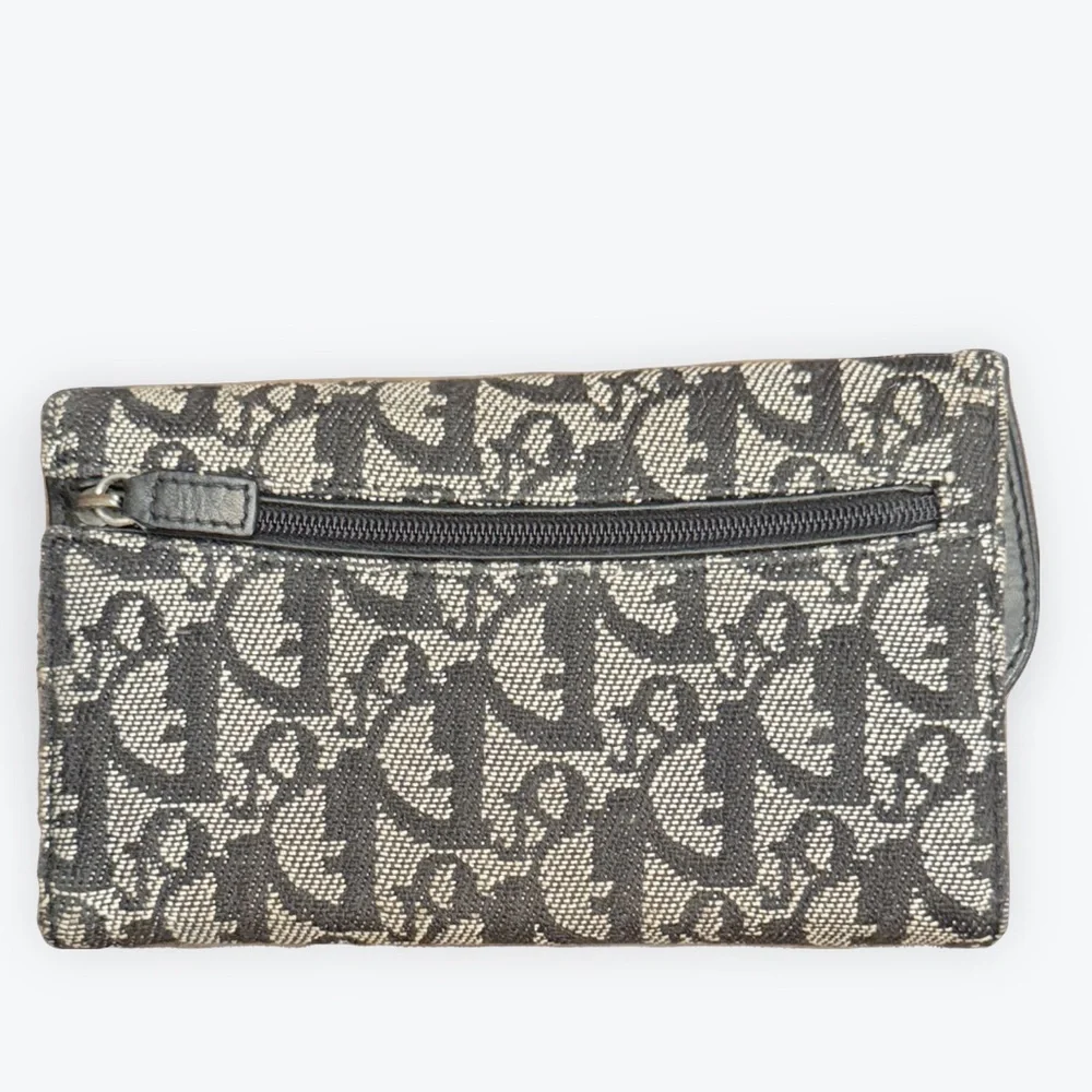 Dior Monogram Canvas Flap Wallet in Black & Beige